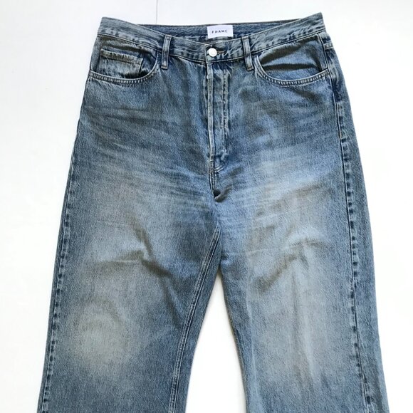 Frame Le Low Baggy Wide Leg Jeans Womens 32 Blue Relaxed Fit Button Fly Y2K Boho - Picture 4 of 14